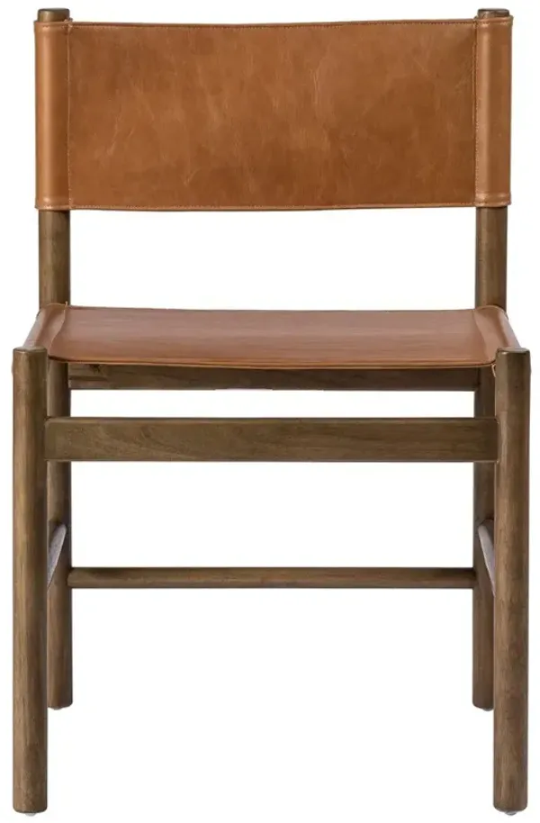 Francis Mid Century Modern Brown Leather Dining Side Chair