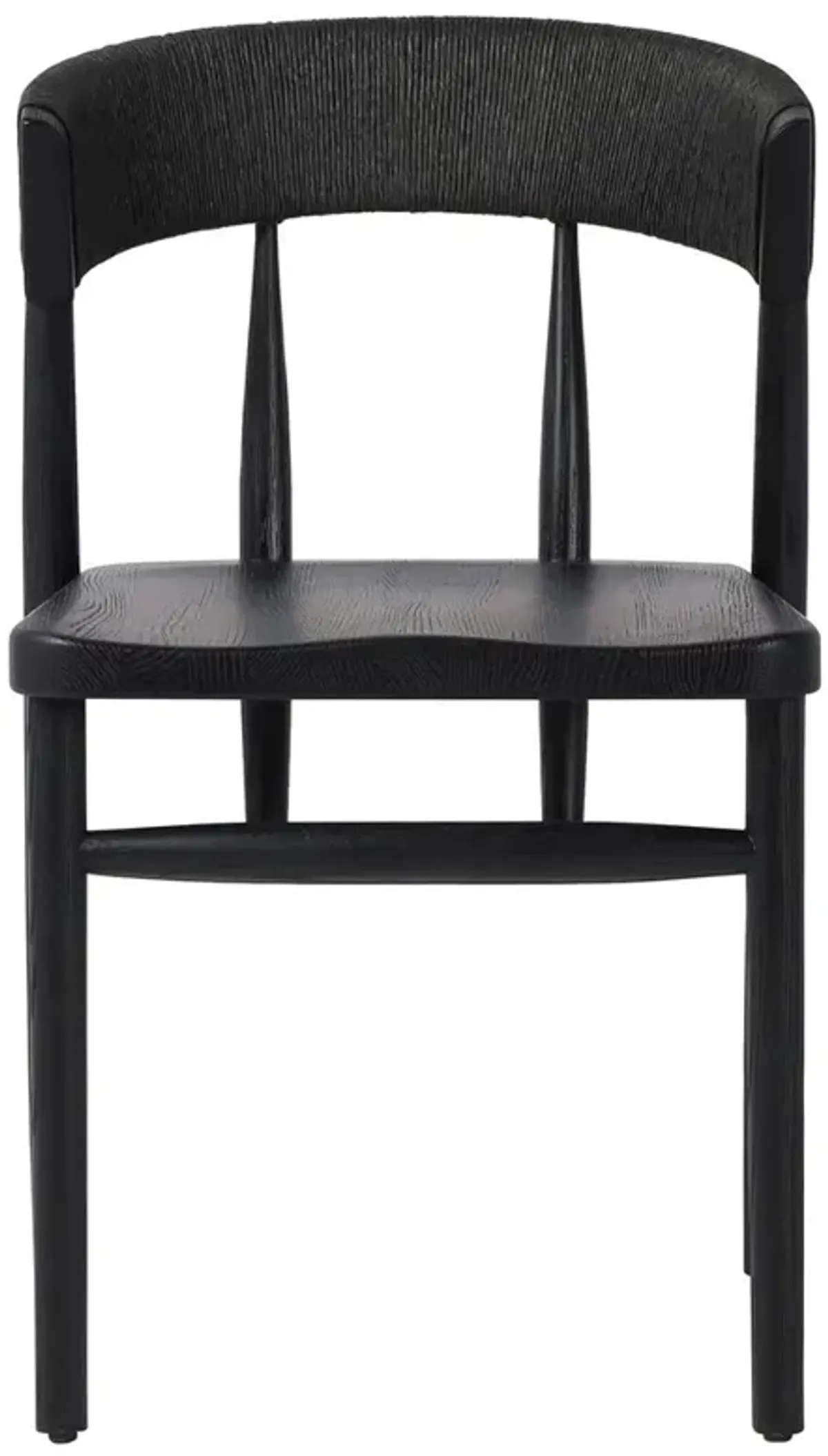 Tanner Updated Traditional Black Oak Wood Woven Dining Side Chair