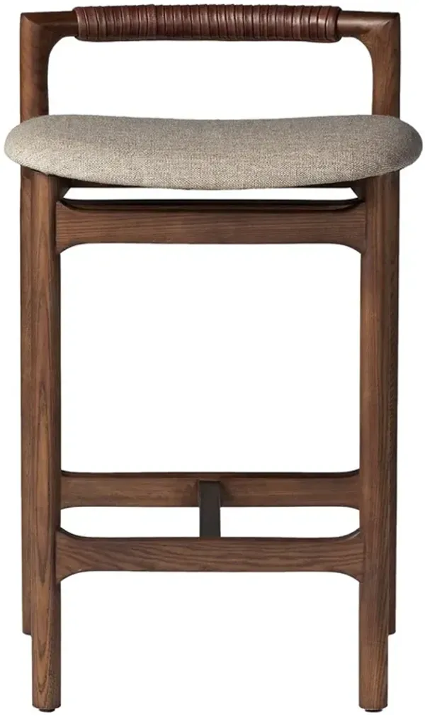 Blaise Rustic Lodge Beige Performance Brown Wood Counter Stool