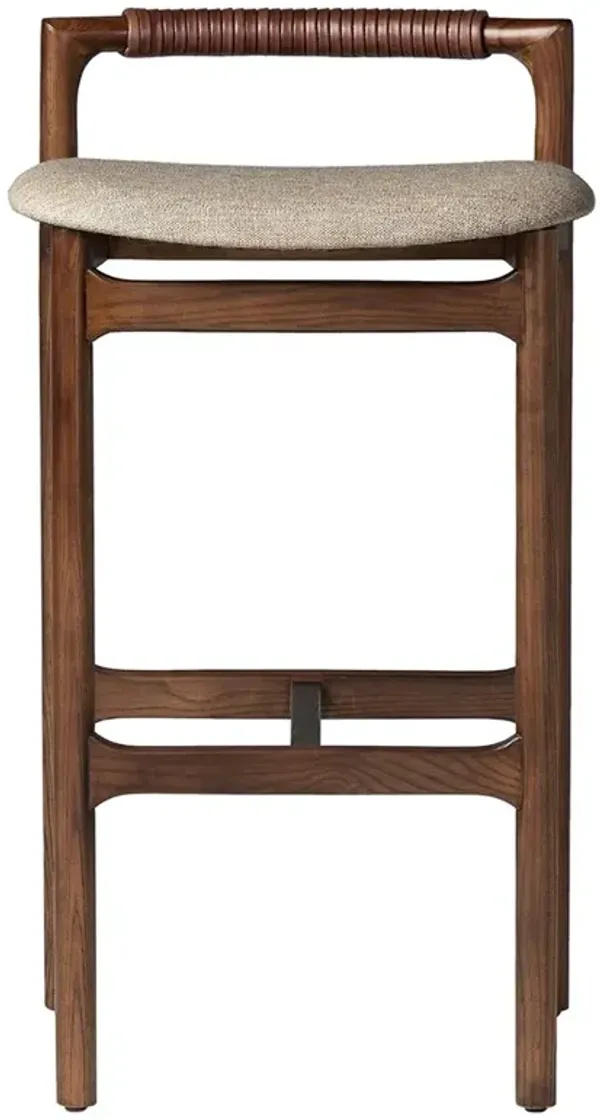 Blaise Rustic Lodge Beige Performance Brown Wood Bar Stool
