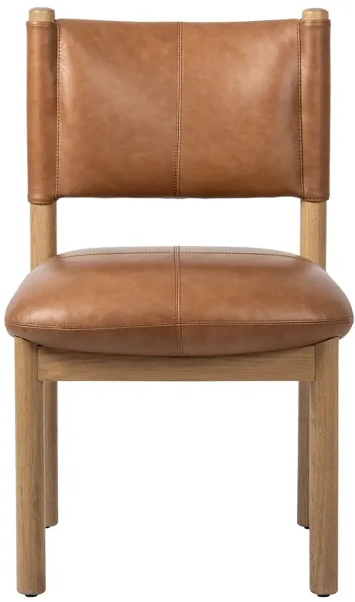 Anora Rustic Lodge Brown Leather Oak Wood Dining Side Chair