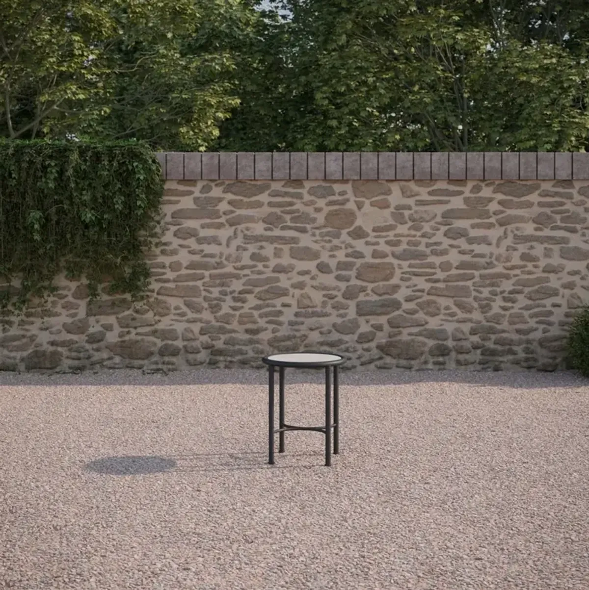 Emeline Albarium Dekton Black Iron Outdoor Round Side Table