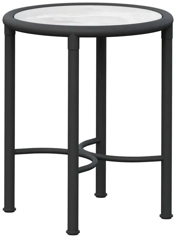 Emeline Helena Dekton Black Iron Outdoor Round Side Table