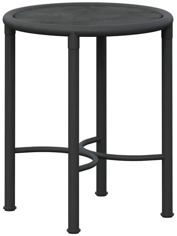 Emeline Micron Dekton Black Iron Outdoor Round Side Table