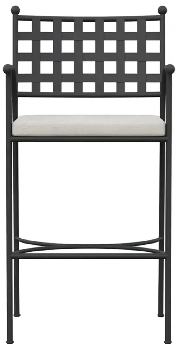 Emeline Cream Upholstered Black Iron Outdoor Bar Stool