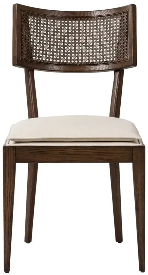 Tina Modern Beige Performance Dark Brown Oak Wood Cane Dining Chair
