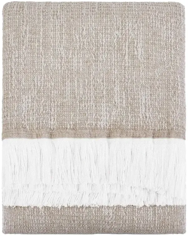 Haleigh Beige Crosshatch Textured Indoor / Outdoor Throw Blanket