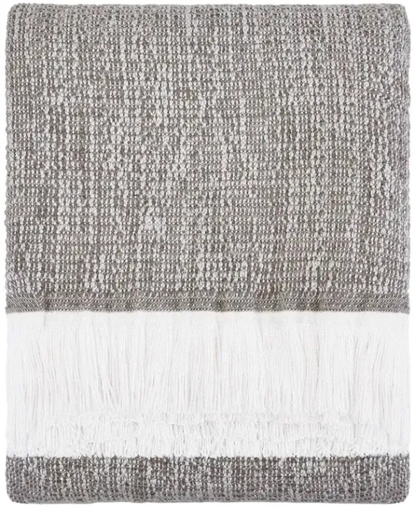 Haleigh Grey Crosshatch Textured Indoor / Outdoor Throw Blanket
