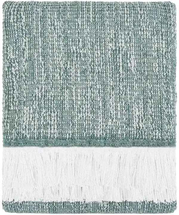Haleigh Teal Green Crosshatch Textured Indoor / Outdoor Throw Blanket