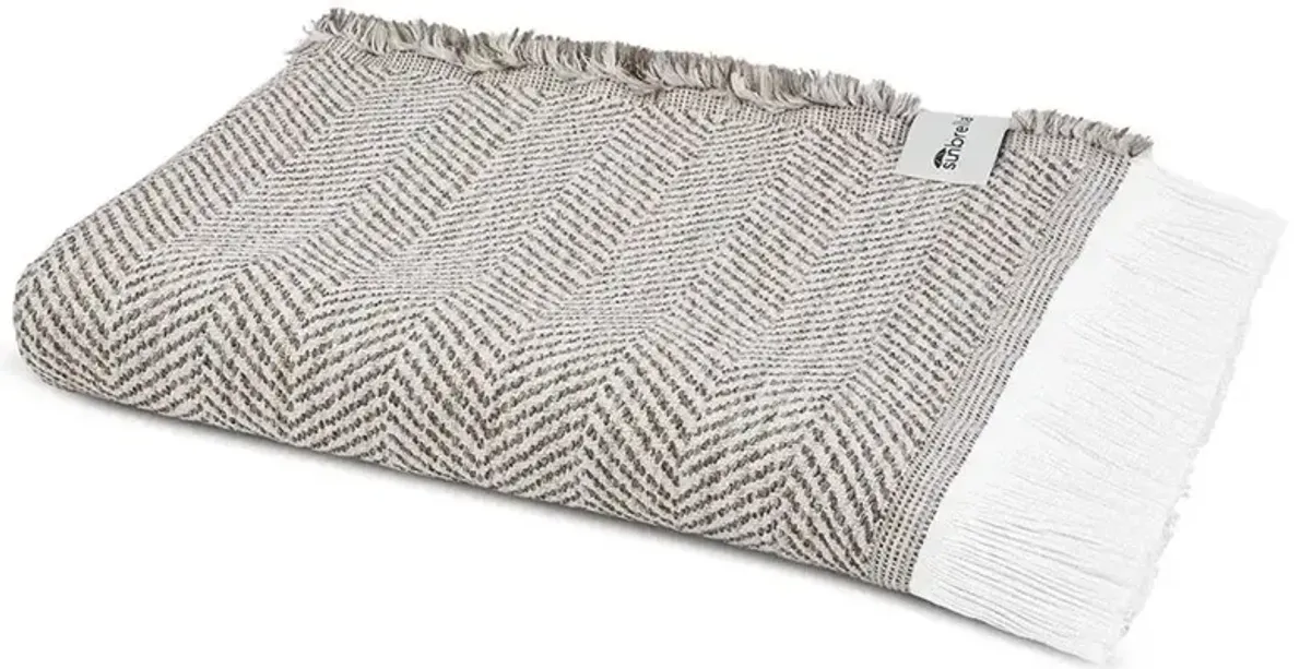 Wells Grey Herringbone Textured Indoor / Outdoor Throw Blanket