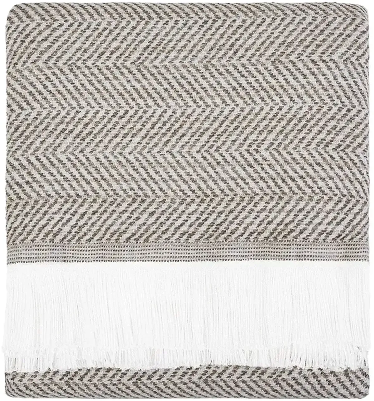 Wells Grey Herringbone Textured Indoor / Outdoor Throw Blanket