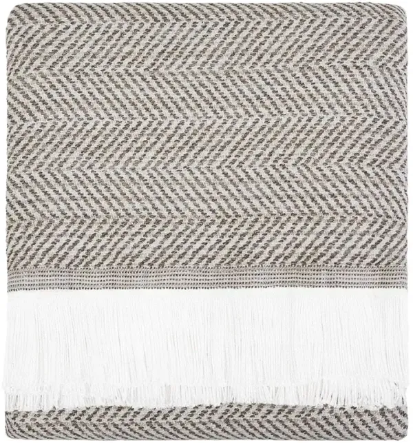 Wells Grey Herringbone Textured Indoor / Outdoor Throw Blanket