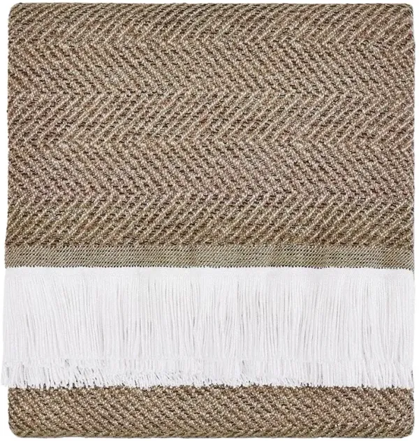 Wells Brown Herringbone Textured Indoor / Outdoor Throw Blanket