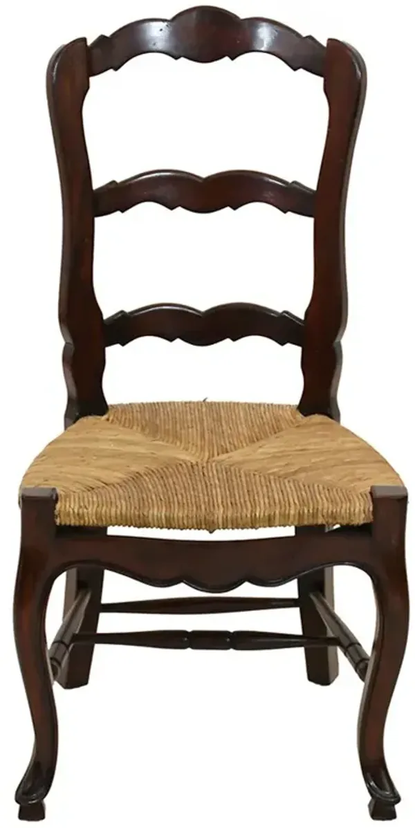 Lacey Rustic Brown Mahogany Woven Seat Ladder Back Dining Side Chair