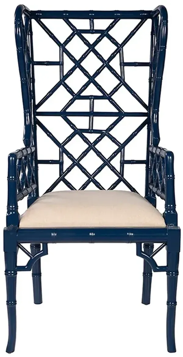 Harrison Coastal Beach Cream Performance Blue Wood Chippendale Dining Chair