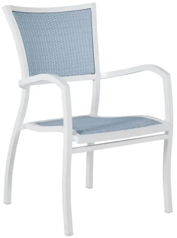 Aire Coastal Chambray Chalk Wicker Outdoor Dining Arm Chair