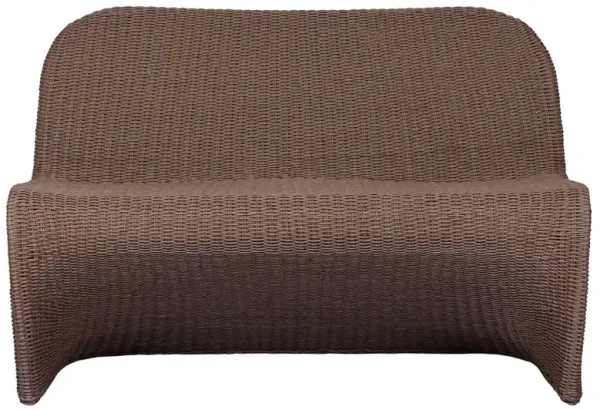 Ivanna Coastal Beach Dark Brown Woven Wicker Outdoor Dining Bench