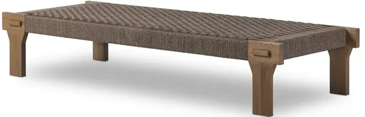 Judy Coastal Beach Brown Teak Rectangular Woven Outdoor Coffee Table
