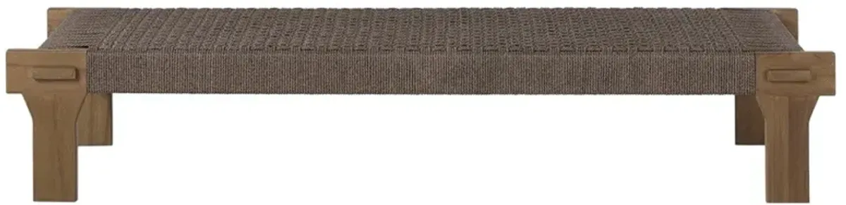 Judy Coastal Beach Brown Teak Rectangular Woven Outdoor Coffee Table