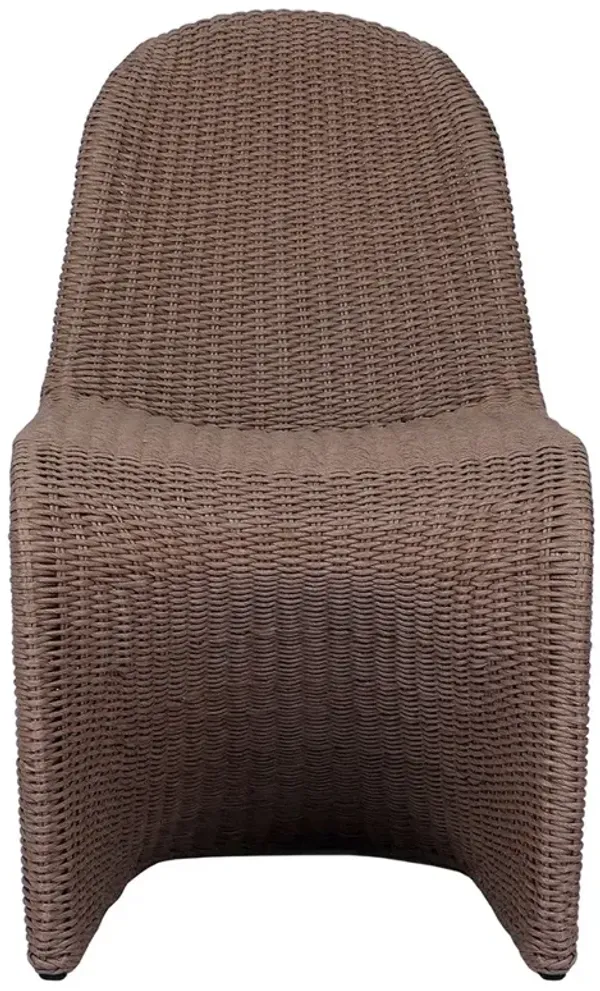 Ivanna Coastal Beach Dark Brown Woven Wicker Outdoor Dining Chair