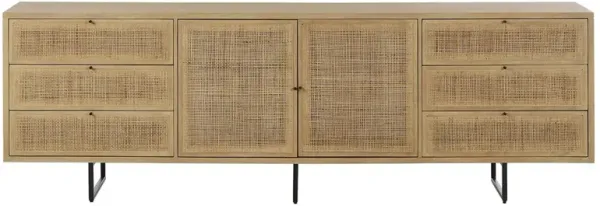 Emilie Coastal Beach Natural Cane Mango Wood Sideboard