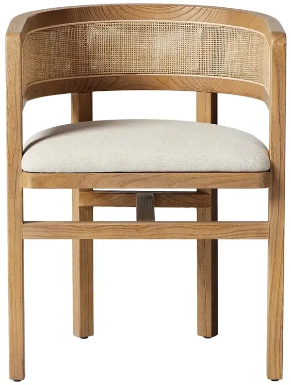 Isabel Coastal Beach Cream Upholstered Barrel Dining Arm Chair