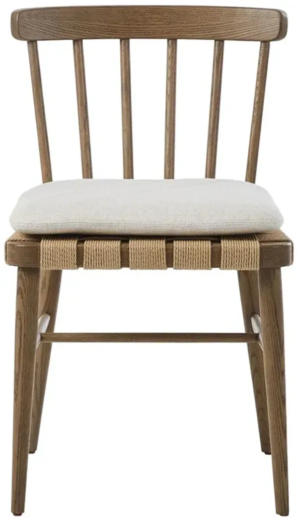 Anne Updated Traditional White Performance Black Oak Windsor Dining Side Chair