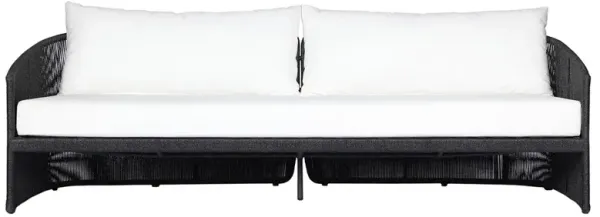 Mercer Modern Classic White Upholstered Black Rope Outdoor Sofa - 96"