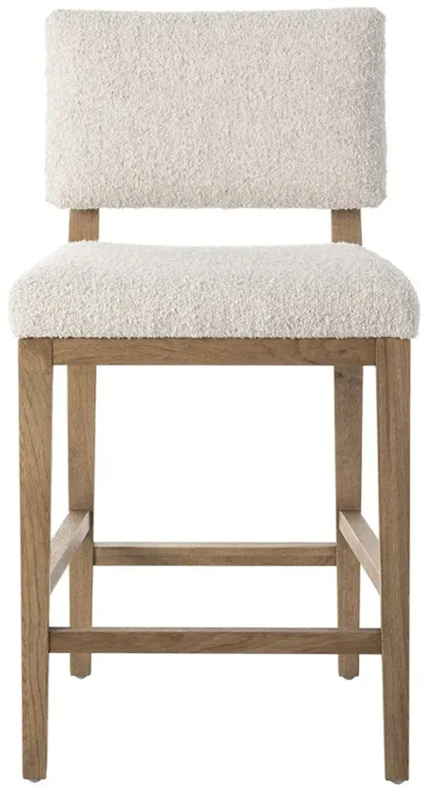 Christian Modern Classic Cream Performance Boucle Brown Oak Counter Stool