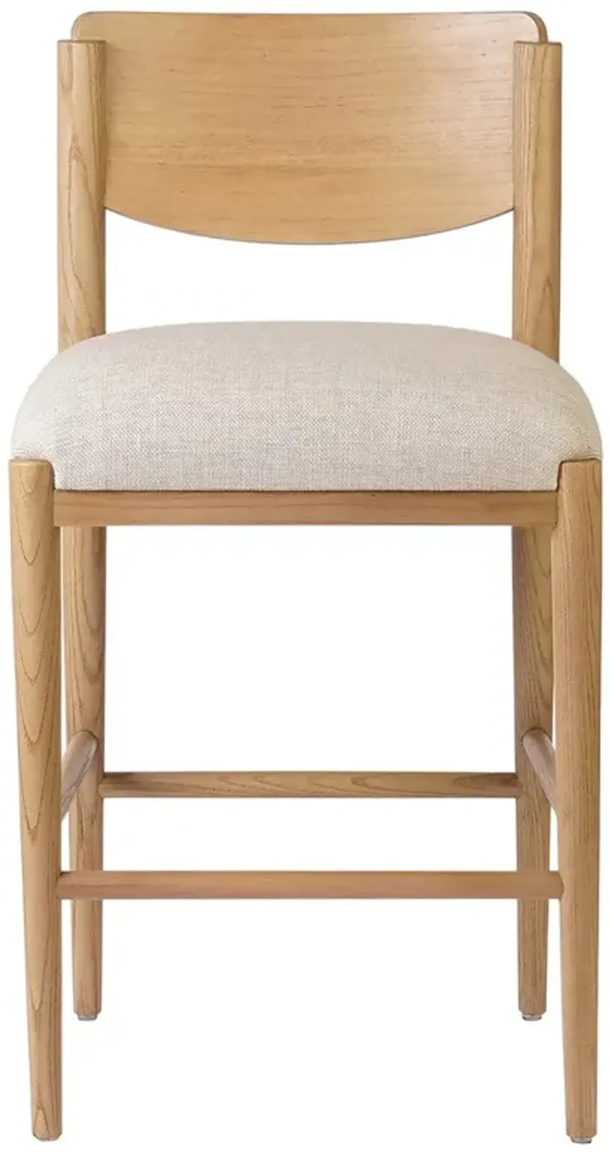 Vaughn Modern Classic Cream Performance Brown Wood Counter Stool