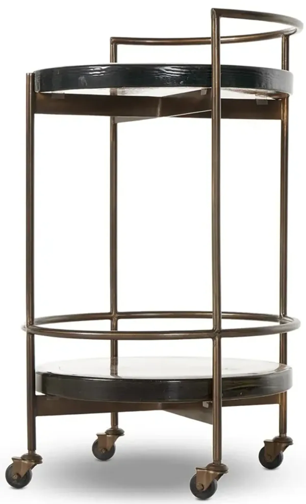 Ovidia Modern Classic Smoked Brown Glass Brass Bar Cart