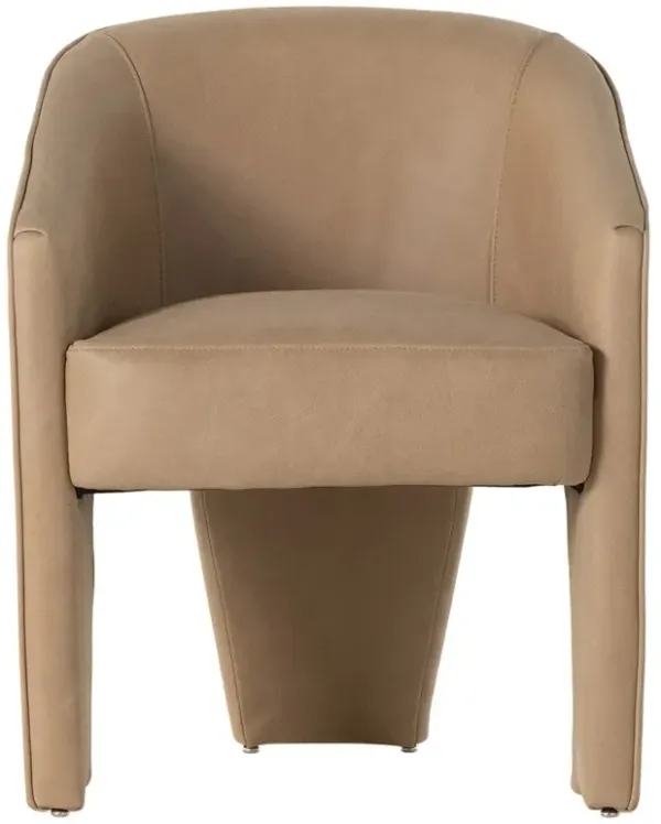 Fara Modern Classic Beige Leather Dining Arm Chair