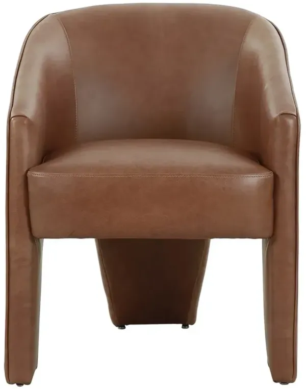 Fara Modern Classic Brown Leather Dining Arm Chair