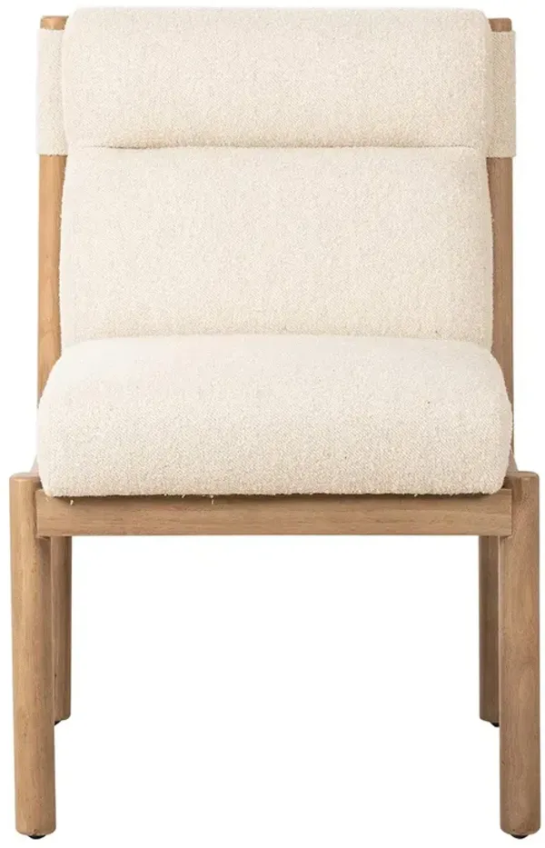Elodie Modern Classic Cream Performance Boucle Wood Dining Side Chair