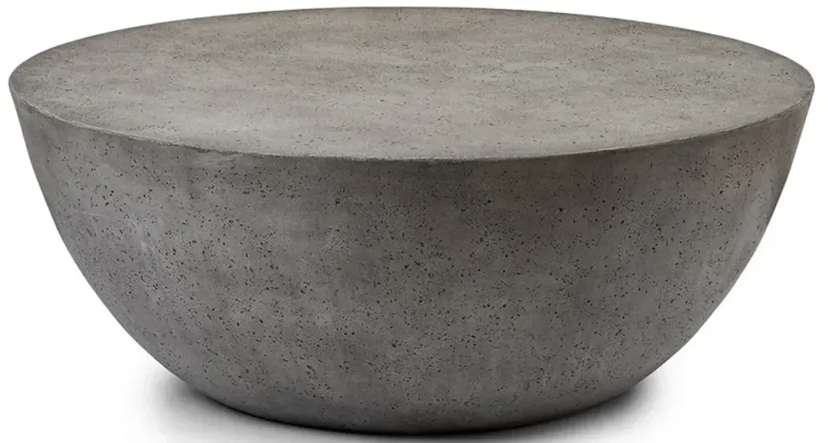 Bruce Modern Classic Grey Concrete Round Drum Outdoor Coffee Table