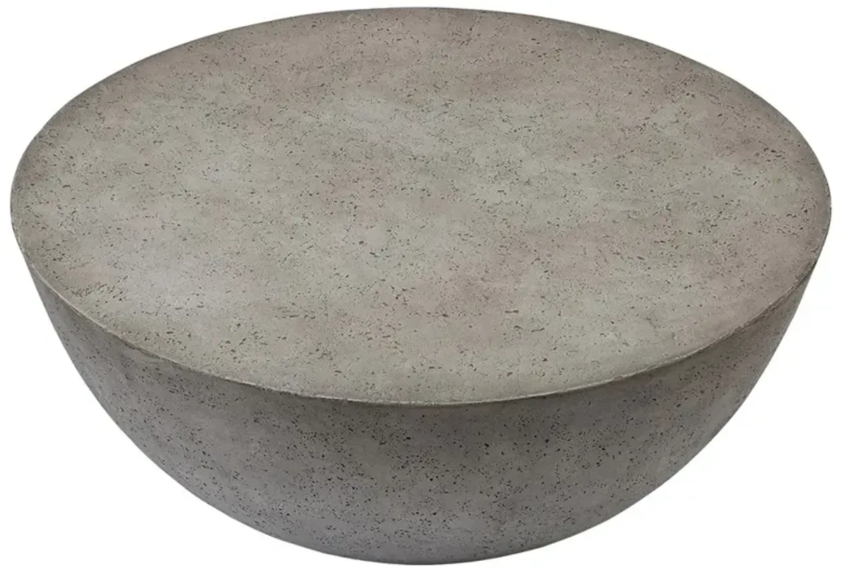 Bruce Modern Classic Grey Concrete Round Drum Outdoor Coffee Table