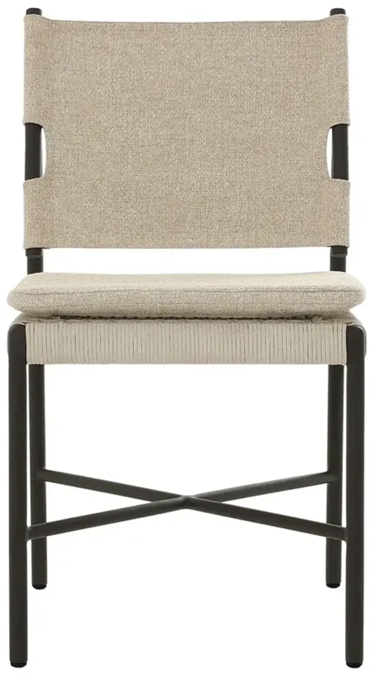 Rosalie Modern Classic Beige Upholstered Bronze Aluminum Outdoor Dining Chair