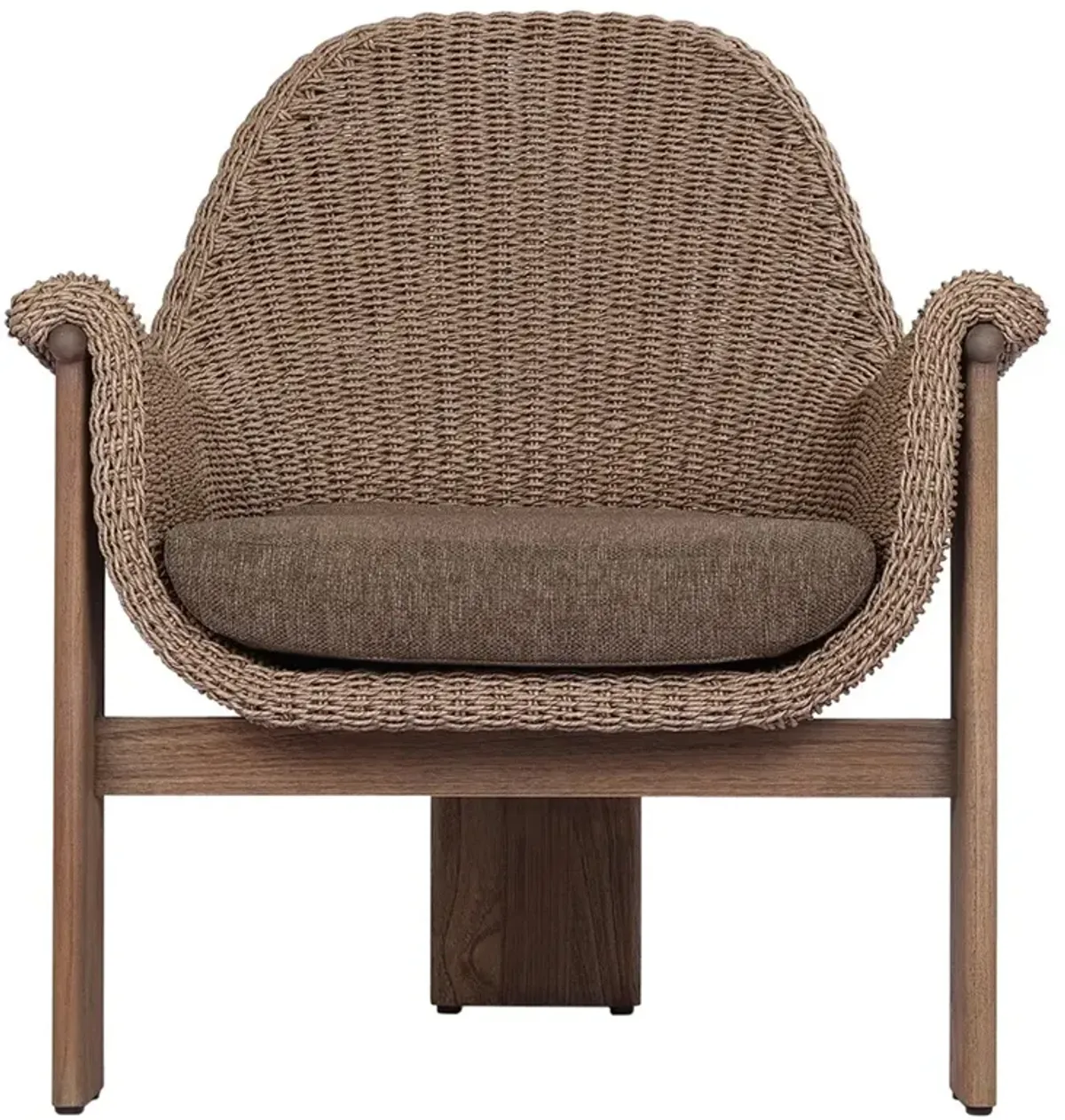 Phoebe Modern Classic Brown Performance Teak Woven Outdoor Lounge Chair
