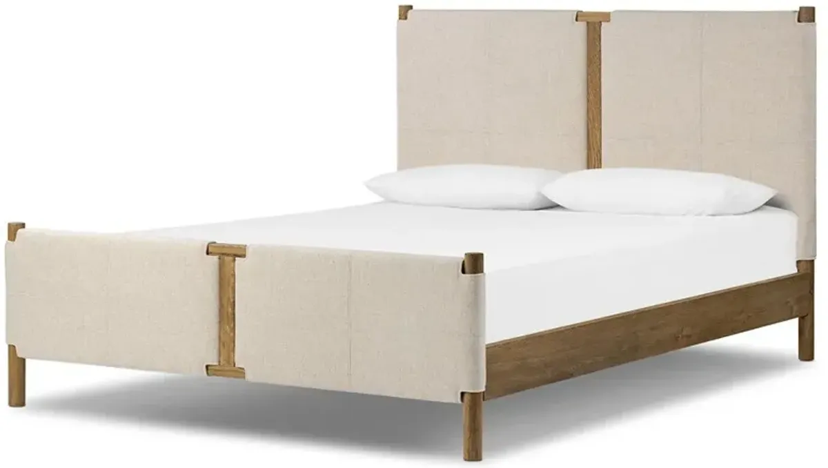 Hubert Rustic Lodge Beige Performance Brown Oak Classic Bed - King