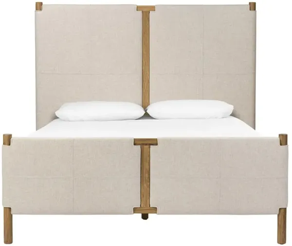 Hubert Rustic Lodge Beige Performance Brown Oak Classic Bed - Queen