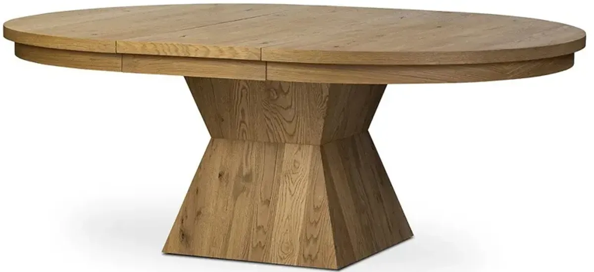 Samia Rustic Lodge Brown Oak Wood Oval Extendable Dining Table - 60-80"