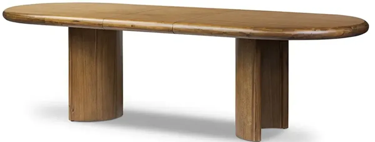 Paris Rustic Lodge Brown Acacia Oval Extendable Dining Table - 84-104"