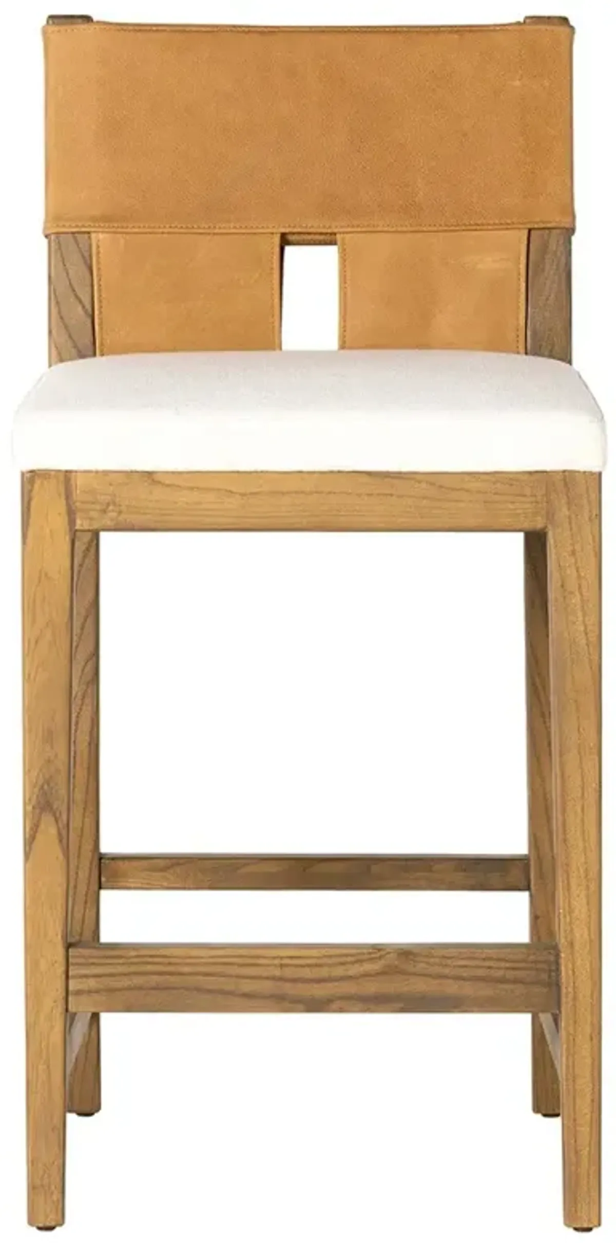 Tyler Modern Classic Camel Leather Wood Counter Stool