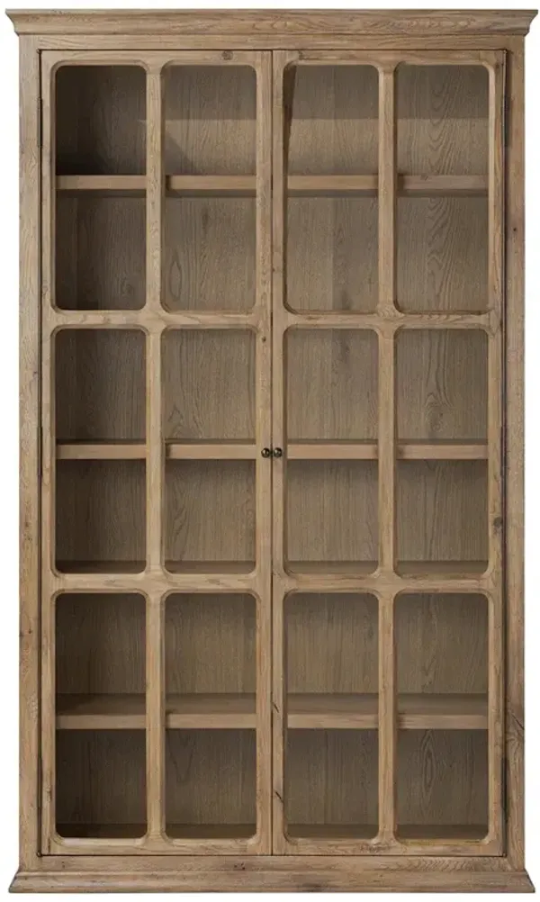 Dawson Updated Traditional Brown Oak Display Cabinet