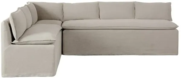 Andrew Updated Traditional Grey Linen Slipcovered Dining Banquette - 104"