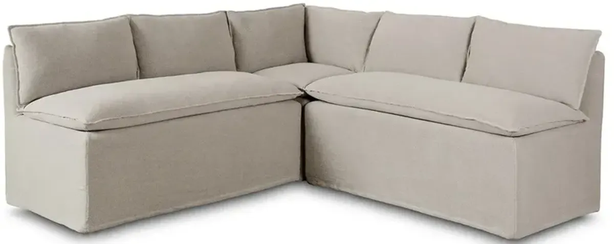 Andrew Updated Traditional Grey Linen Slipcovered Dining Banquette - 80"