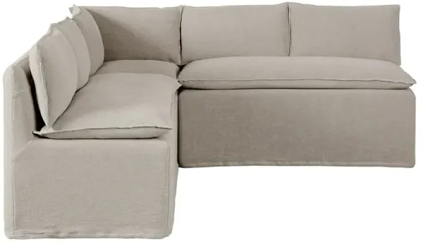 Andrew Updated Traditional Grey Linen Slipcovered Dining Banquette - 80"