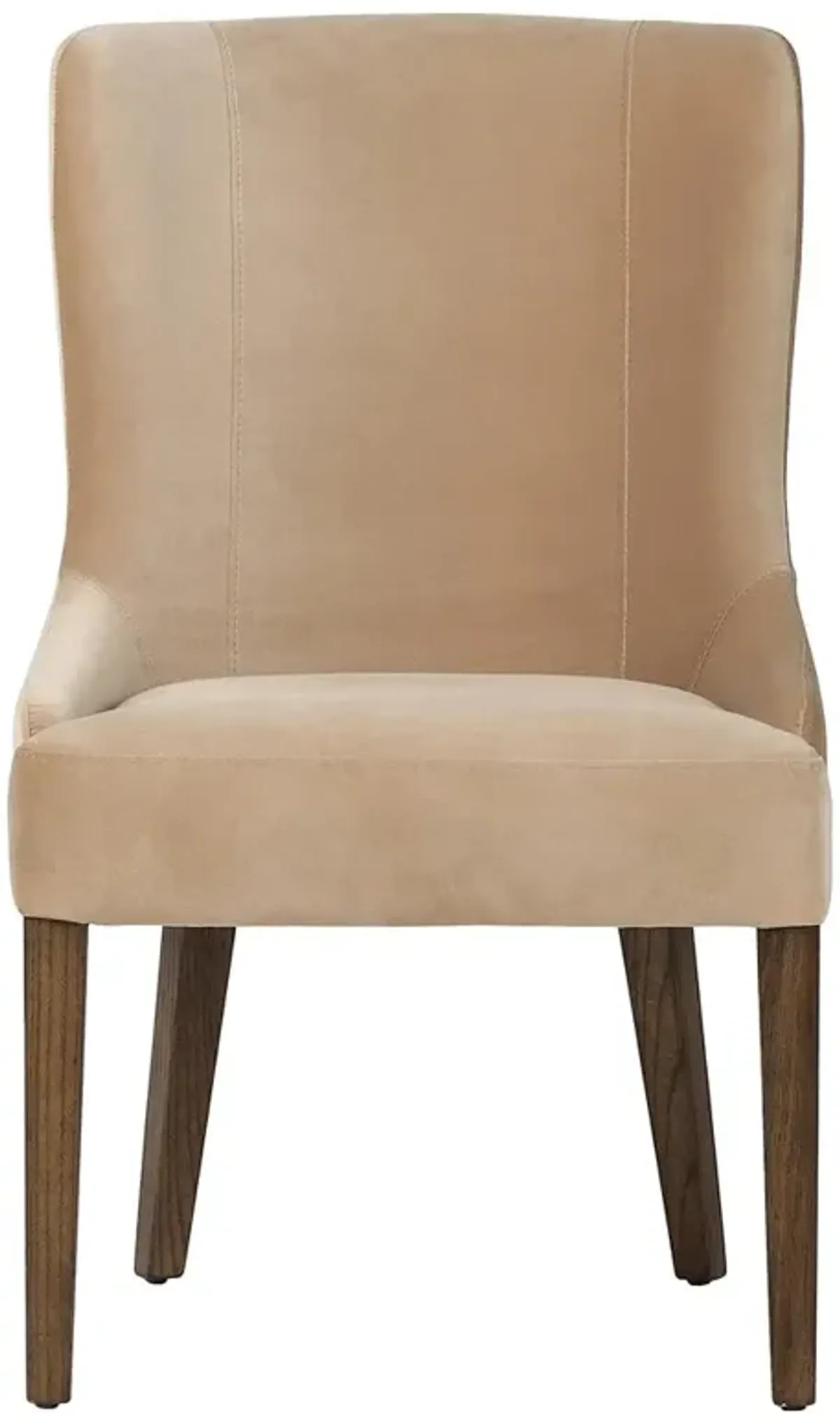 Marlo Updated Traditional Beige Velvet Brown Wood Dining Side Chair