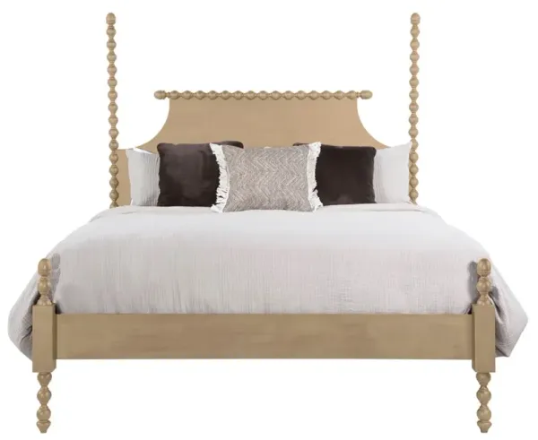 Elio Updated Traditional Light Brown Wood Spindle Poster Bed - King