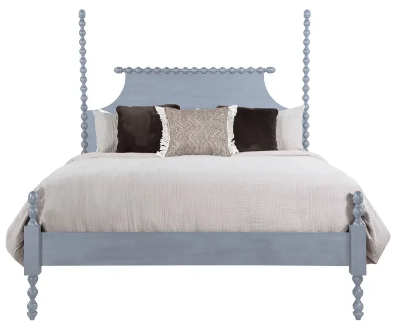 Elio Updated Traditional Blue Wood Spindle Poster Bed - King